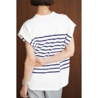 CLANE / ����� WIDE HENLEY NECK N/S BORDER TOPS