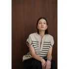 CLANE / ����� WIDE HENLEY NECK N/S BORDER TOPS