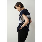 CLANE / ����� WIDE HENLEY NECK N/S BORDER TOPS