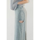 CLANE /  CIRCLE CUT LAYERED DENIM SKIRT