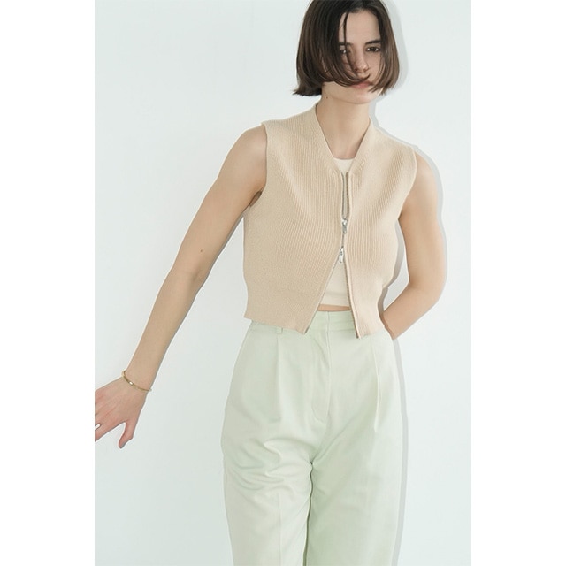 クラネ CLANE ZIP COMPACT KNIT VEST （BEIGE） - ファッション