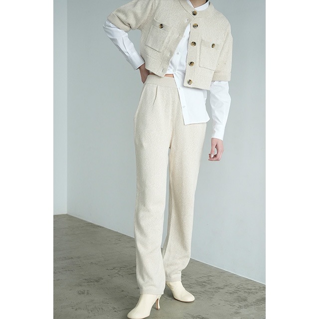 CLANE HALF SLEEVE KNIT TOPS & PANTS SET CLANE DOT LINE HALF SLEEVE