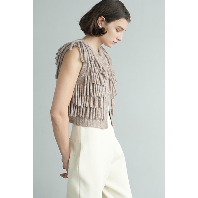 CLANE /  W FACE FRINGE KNIT VEST
