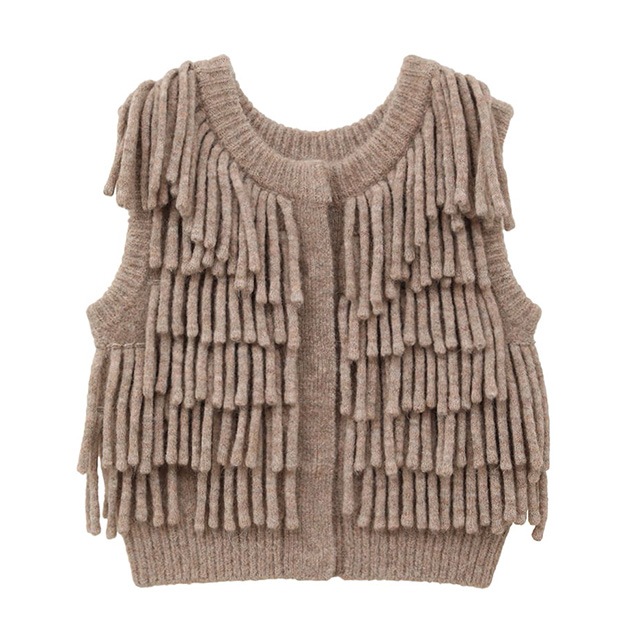 CLANE /  W FACE FRINGE KNIT VEST