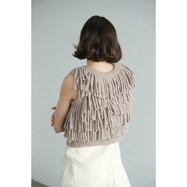 CLANE /  W FACE FRINGE KNIT VEST