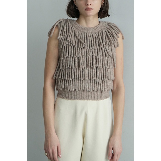 CLANE /  W FACE FRINGE KNIT VEST