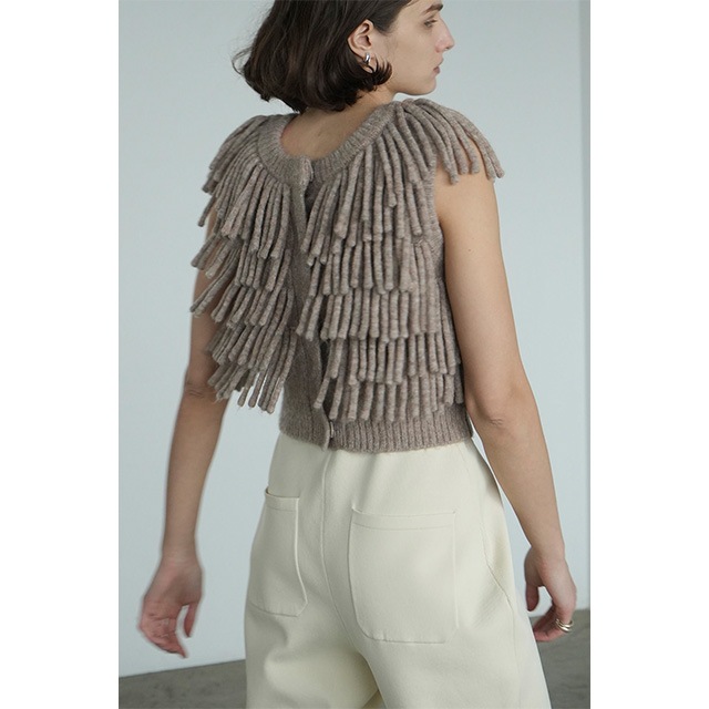 CLANE /  W FACE FRINGE KNIT VEST