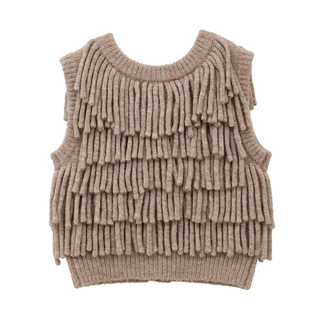 CLANE /  W FACE FRINGE KNIT VEST
