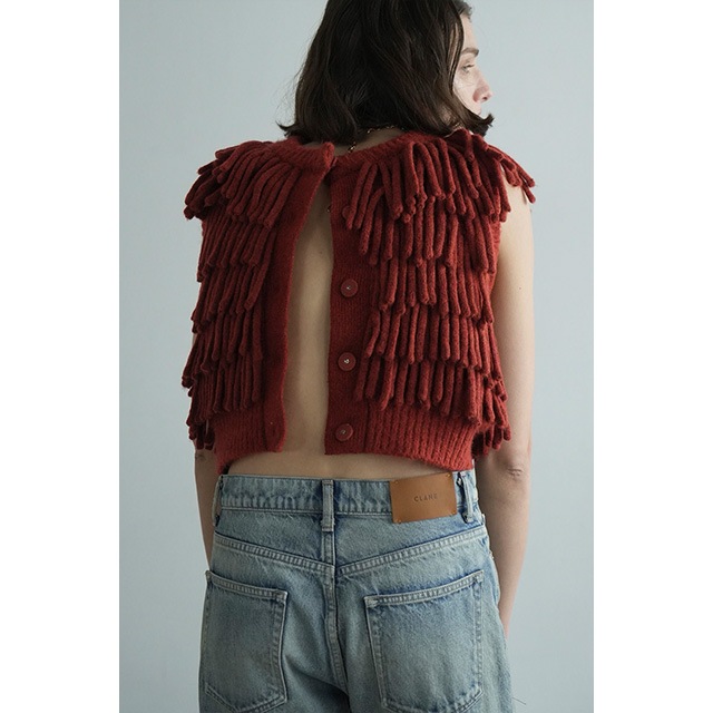 CLANE /  W FACE FRINGE KNIT VEST