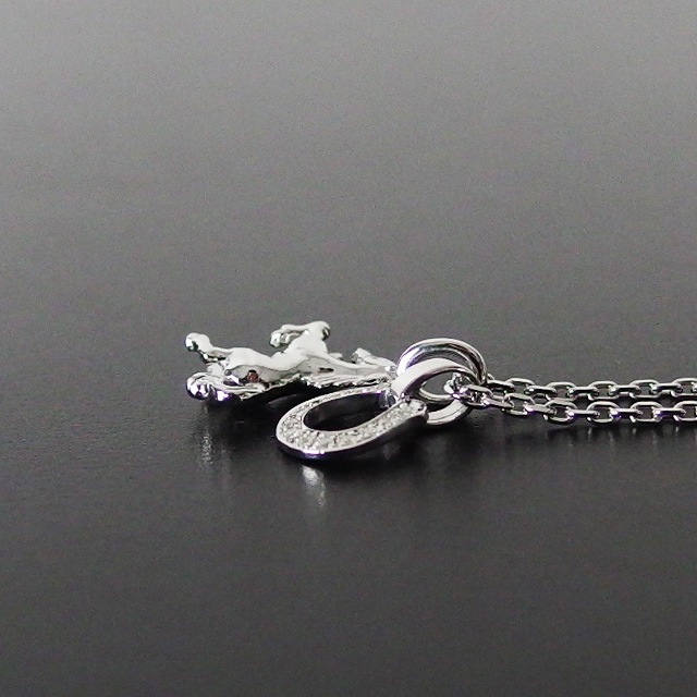 ����ѥ������֥����� Small Horse & Horseshoe Necklace - Silver w/CZ
