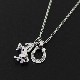 ����ѥ������֥����� Small Horse & Horseshoe Necklace - Silver w/CZ