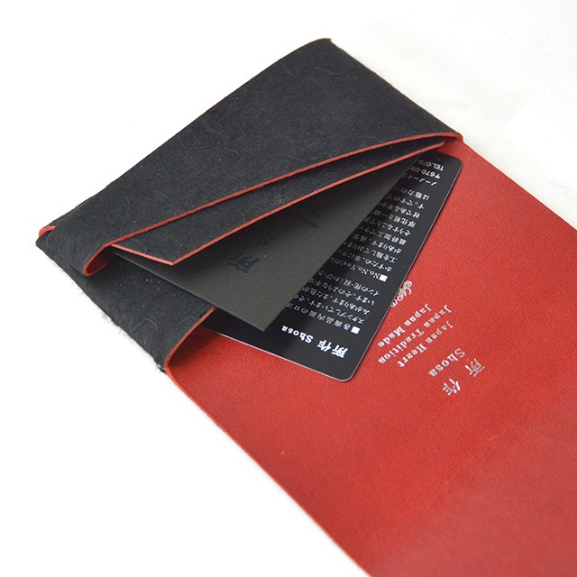 所作 shosa 黒和紙×レッド レザー カードケース｜アーストライブ