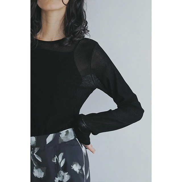 MANOF / ޥΥ TULLE FLOCKED STRIPE TOPS