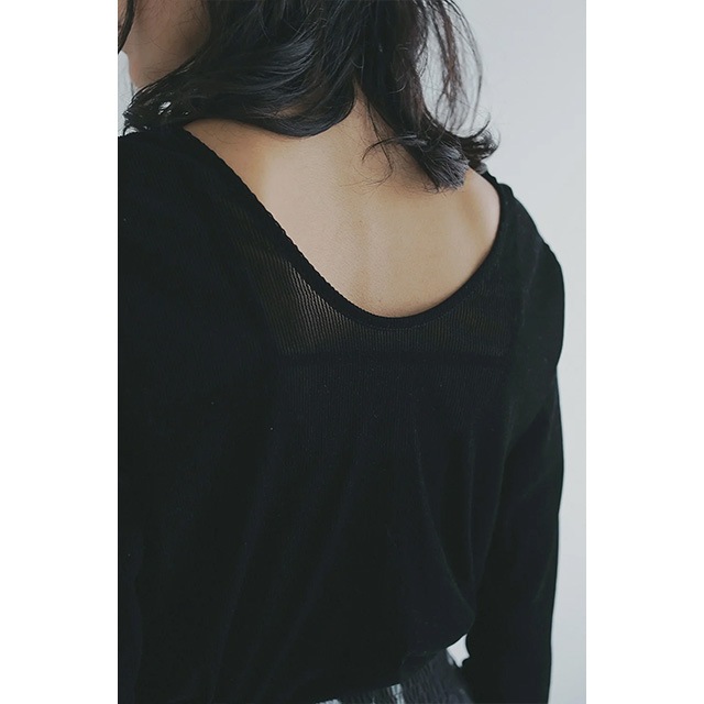 MANOF / ޥΥ TULLE FLOCKED STRIPE TOPS