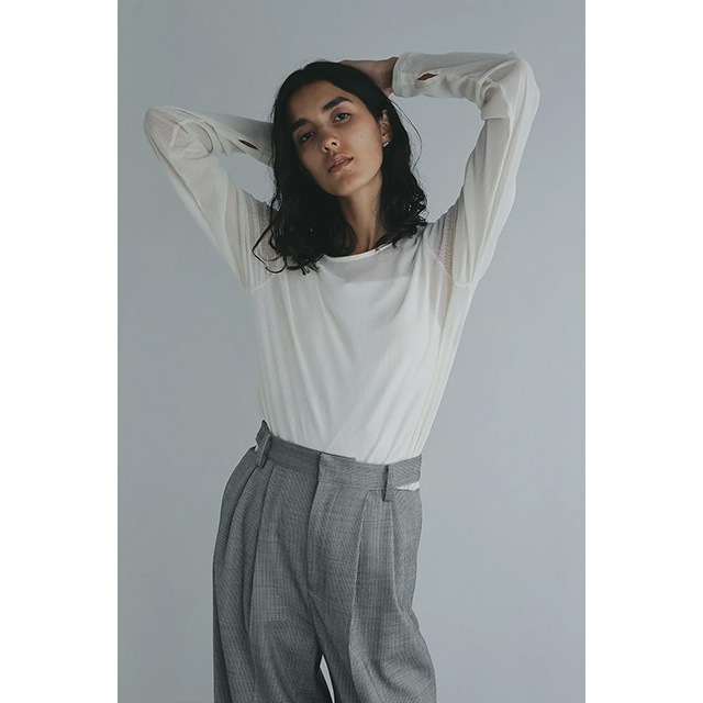 MANOF / ޥΥ TULLE FLOCKED STRIPE TOPS