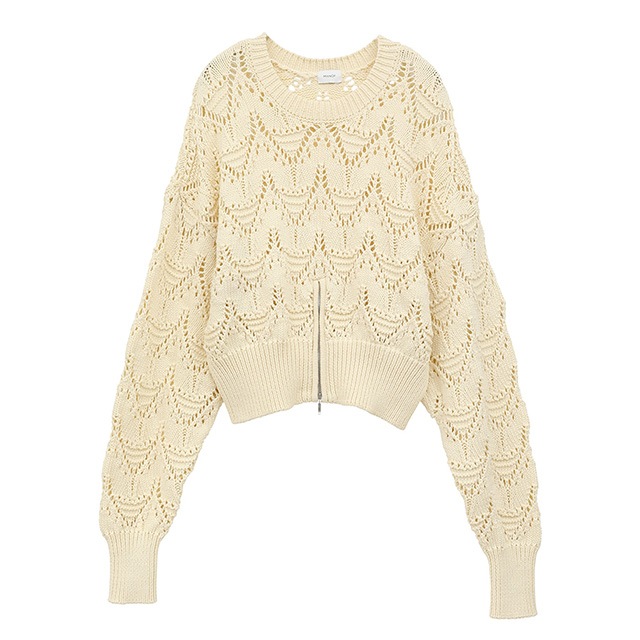 MANOF / ޥΥ CROCHET ZIP KNIT TOPS