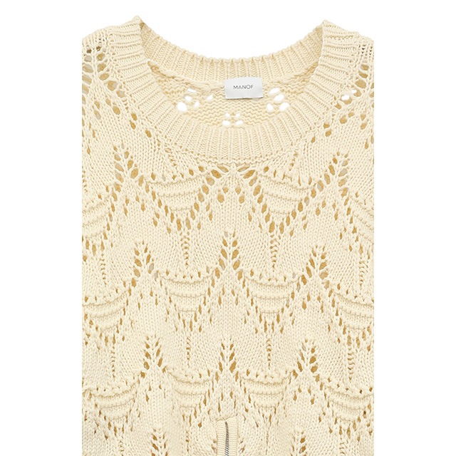 MANOF / ޥΥ CROCHET ZIP KNIT TOPS