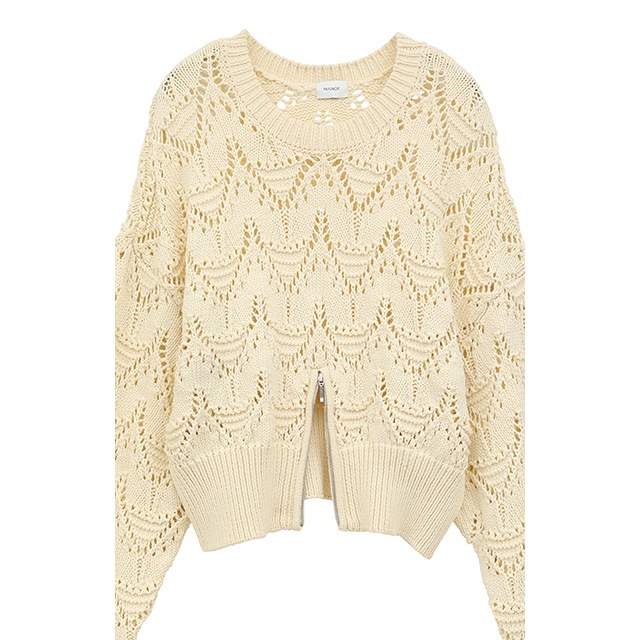 MANOF / ޥΥ CROCHET ZIP KNIT TOPS