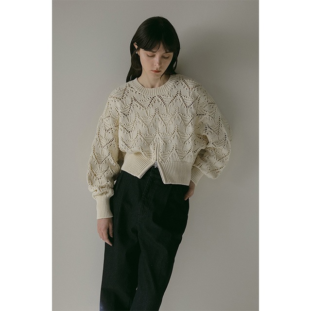 MANOF / ޥΥ CROCHET ZIP KNIT TOPS