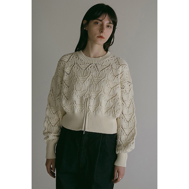 MANOF / ޥΥ CROCHET ZIP KNIT TOPS