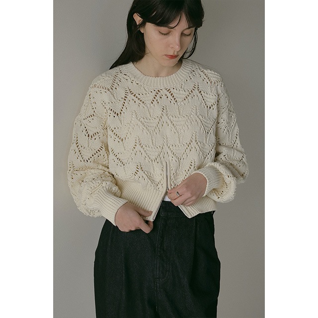 MANOF / ޥΥ CROCHET ZIP KNIT TOPS