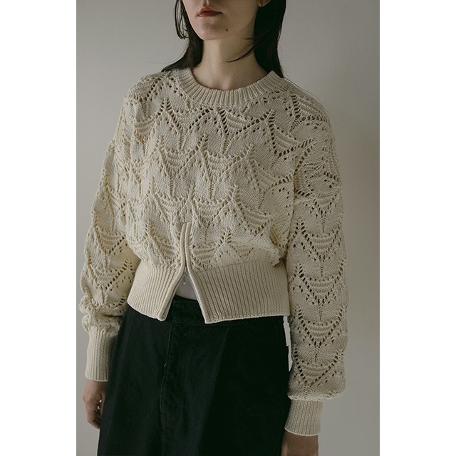 MANOF / ޥΥ CROCHET ZIP KNIT TOPS