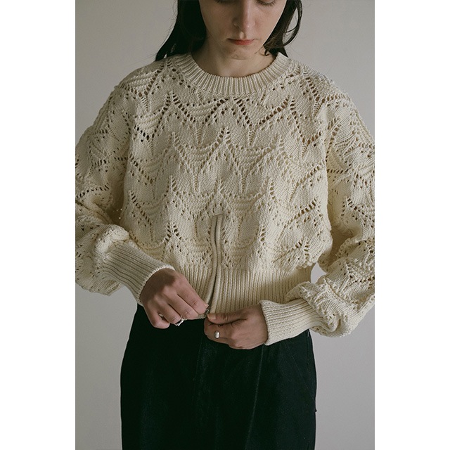 MANOF / ޥΥ CROCHET ZIP KNIT TOPS