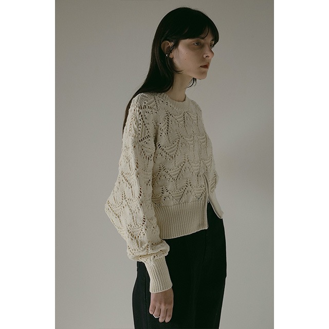 MANOF / ޥΥ CROCHET ZIP KNIT TOPS