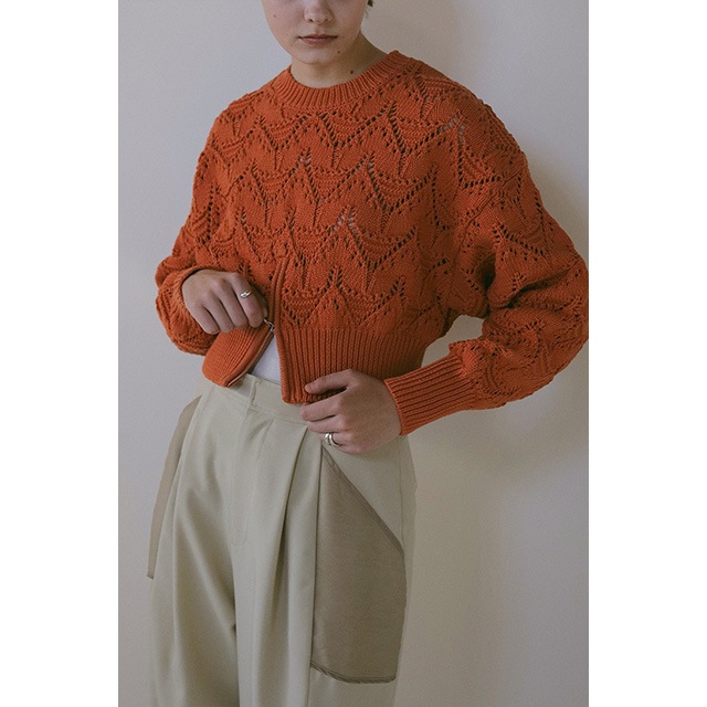 MANOF / ޥΥ CROCHET ZIP KNIT TOPS