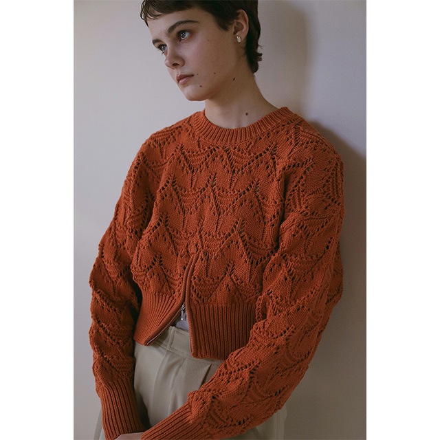 MANOF / ޥΥ CROCHET ZIP KNIT TOPS