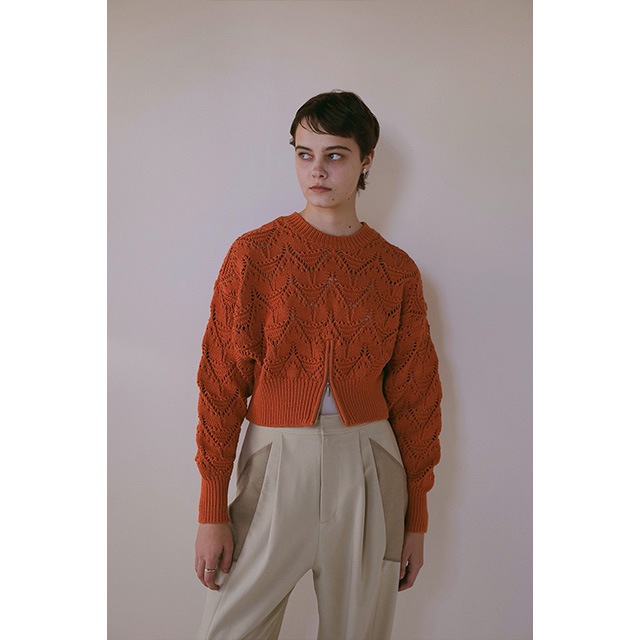 MANOF / ޥΥ CROCHET ZIP KNIT TOPS