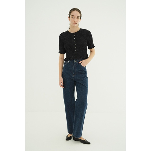 CLANE / ����� SHIRRING HALF SLEEVE BLOUSE
