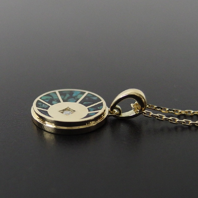 ѥ֥ Eclipse Inlay Necklace Set - K18TG w/Turquoise & Diamond