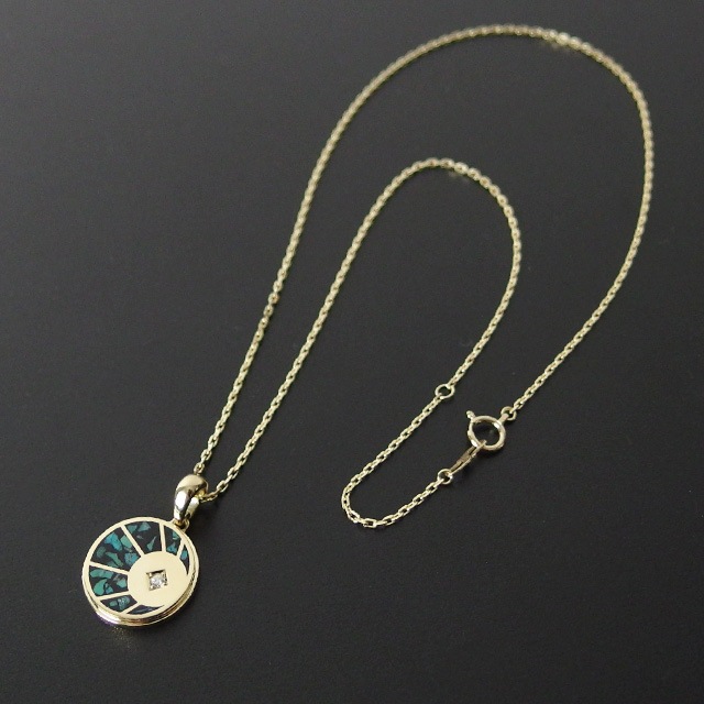 ѥ֥ Eclipse Inlay Necklace Set - K18TG w/Turquoise & Diamond