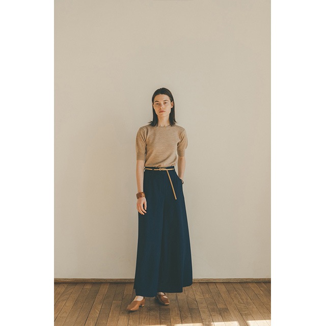 CLANE / ����� BACK OPEN HALF SLEEVE COMPACT KNIT TOPS