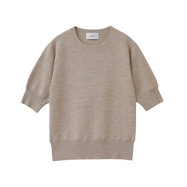 CLANE / ����� BACK OPEN HALF SLEEVE COMPACT KNIT TOPS
