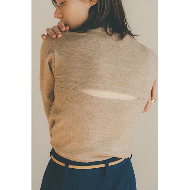 CLANE / ����� BACK OPEN HALF SLEEVE COMPACT KNIT TOPS