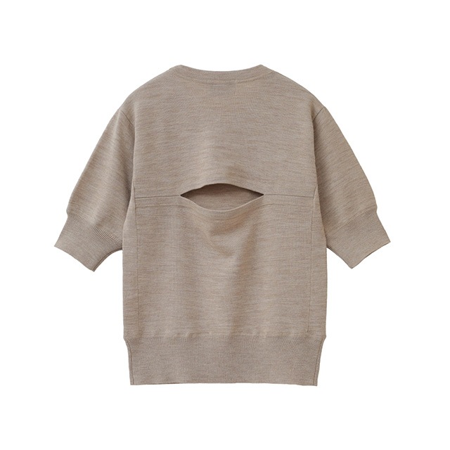 CLANE / ����� BACK OPEN HALF SLEEVE COMPACT KNIT TOPS
