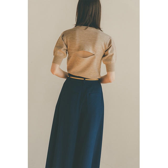 CLANE / ����� BACK OPEN HALF SLEEVE COMPACT KNIT TOPS
