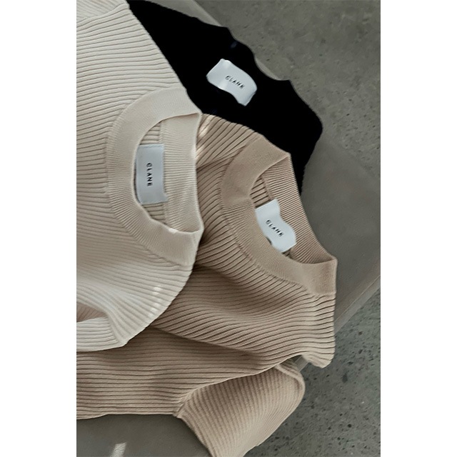 CLANE / ����� H/N HALF SLEEVE RIB KNIT TOPS