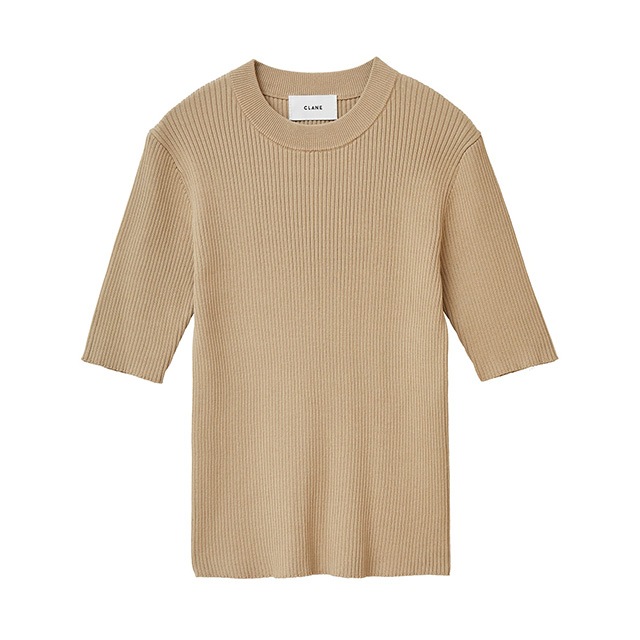 CLANE / ����� H/N HALF SLEEVE RIB KNIT TOPS