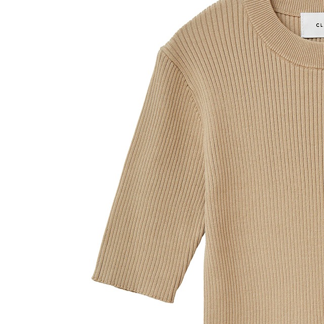 CLANE / ����� H/N HALF SLEEVE RIB KNIT TOPS