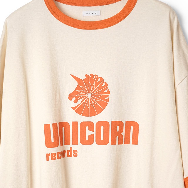 Name. / 40/2 COTTON PRINT TEE "UNICORN RECORD"