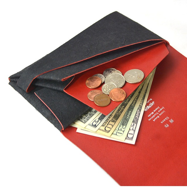 所作 shosa 黒和紙×レッド レザー ロング ウォレット｜アーストライブ