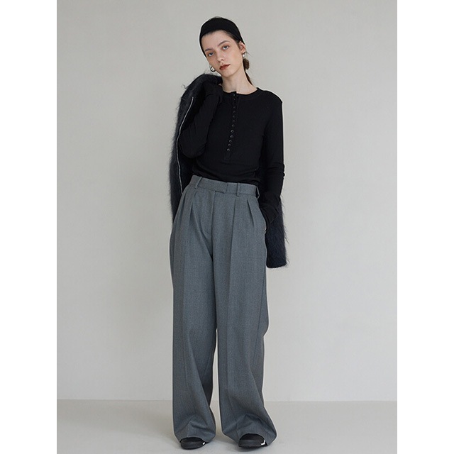 CREDONA / ����ɥ� SILK BREND HENRY NECK L/S TEE