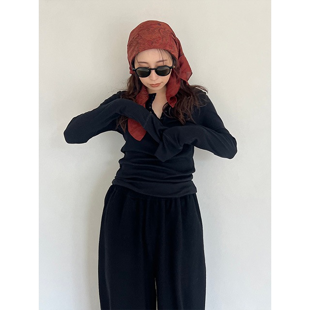 CREDONA / ����ɥ� SILK BREND HENRY NECK L/S TEE