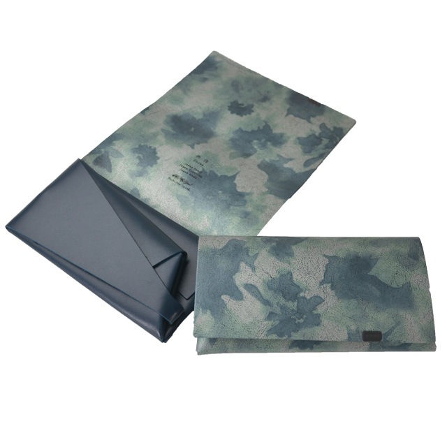 所作 shosa フローラル ネイビー レザー ロング ウォレット｜アース