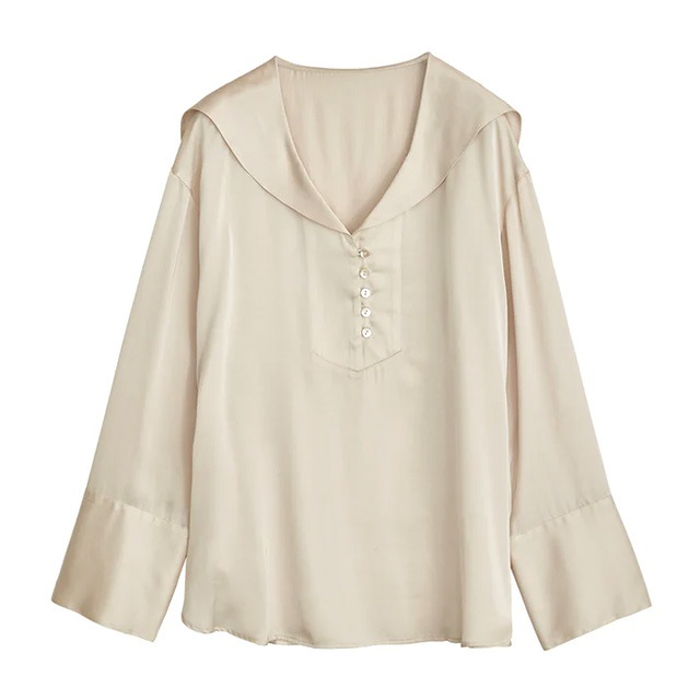 NOUNLESS / �ʥ���쥹 LUXURY SATIN SAILOR BLOUSE