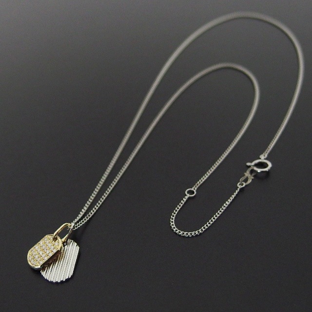 ����ѥ������֥����� 2018 Christmas Model Small Dog Tag Necklace - K18Yellow Gold �� Pt900 w/Diamond