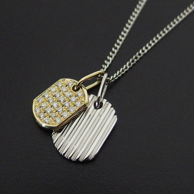 ����ѥ������֥����� 2018 Christmas Model Small Dog Tag Necklace - K18Yellow Gold �� Pt900 w/Diamond